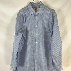 Joseph Abboud Mens Dress Shirt Size 17.5 32/33, Blue/Whitye/Purple pattern